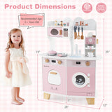 Cocina de juguete de madera para niños con cafetera - Rosa