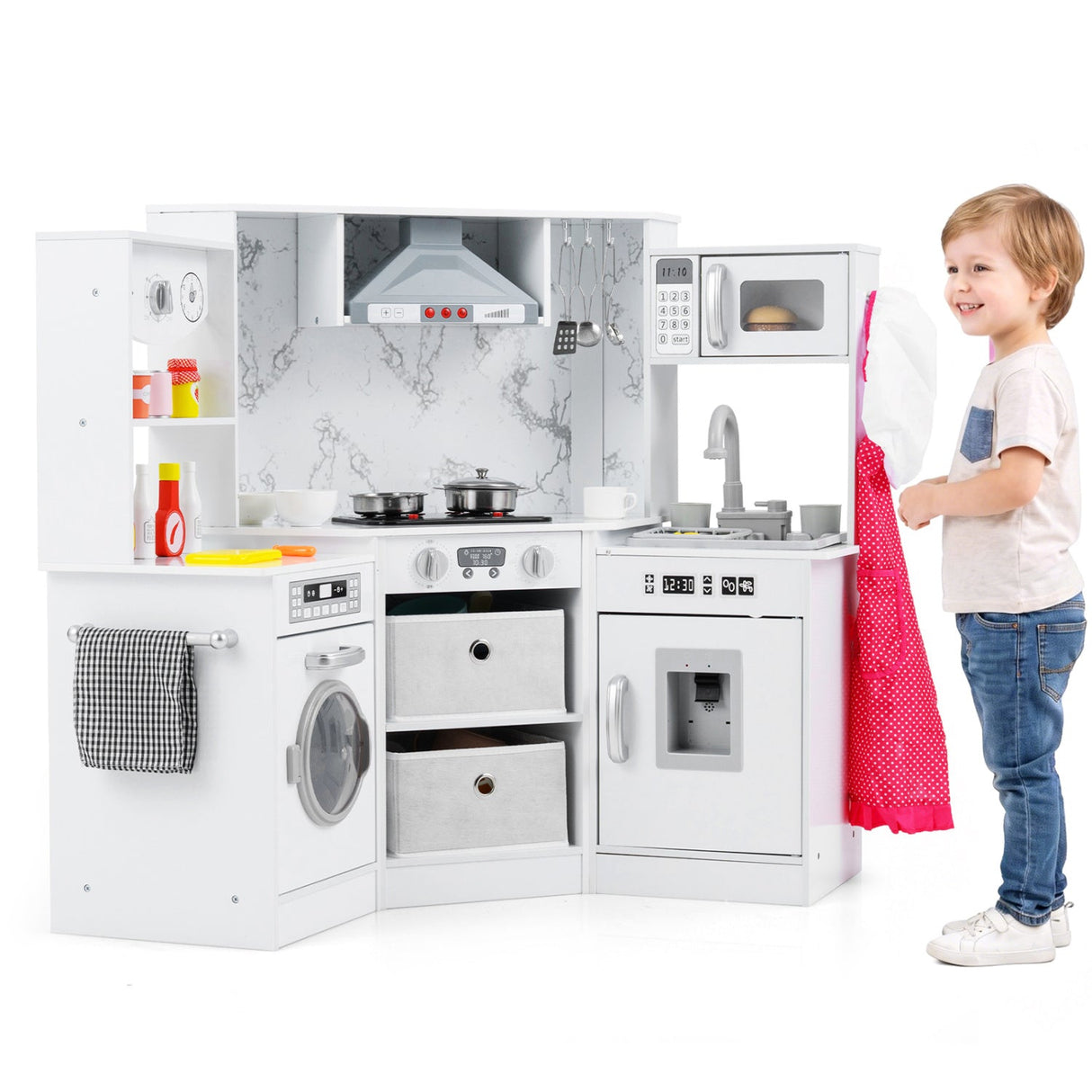 Juego de Cocina de Madera para Niños con Luces y Sonidos Realistas