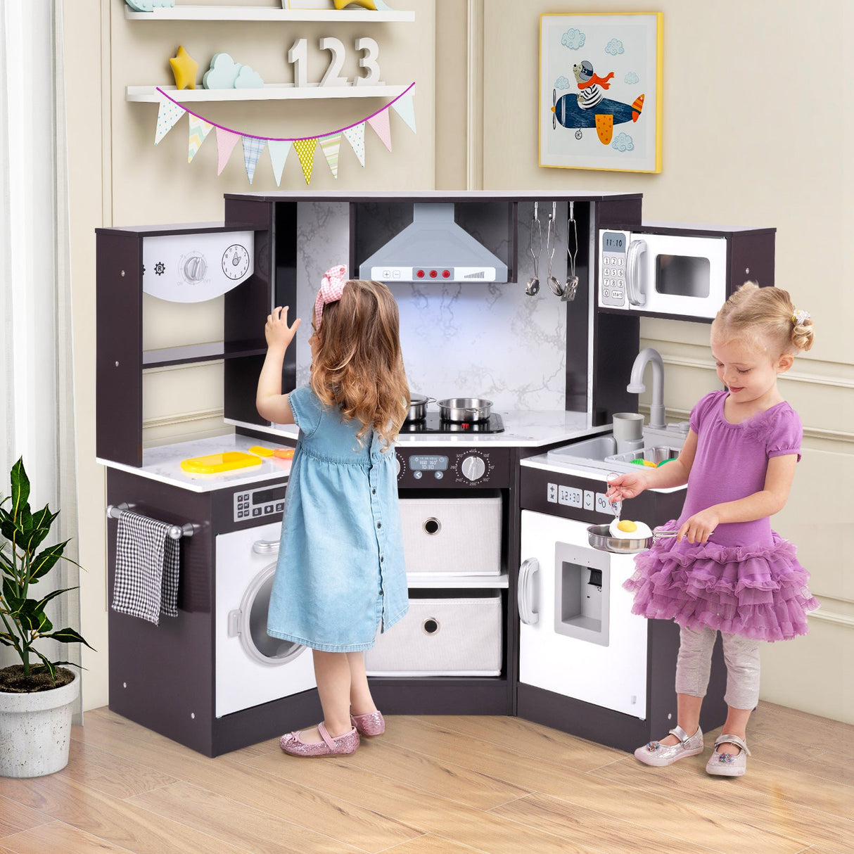 Juego de Cocina de Madera para Niños con Luces y Sonidos Realistas