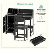 Escritorio y Silla de Estudio de Madera para Niños, Estación de Trabajo para Estudiantes