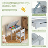 Wooden Kids Table and Chair Set with Storage and Paper Roll Holder