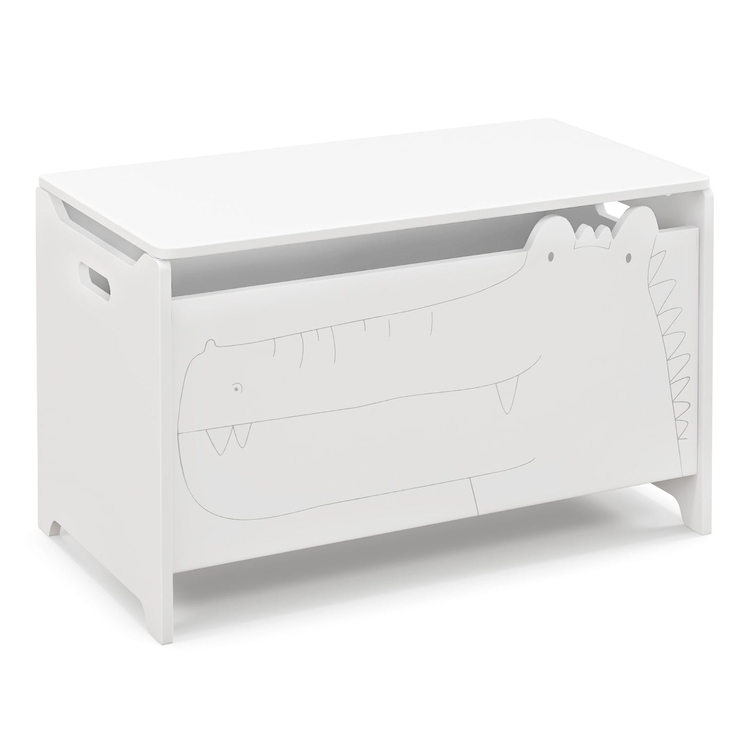 Caja de juguetes de madera para niños con bisagra de seguridad