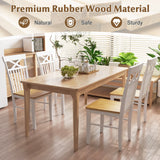 Wooden Kitchen Dining Chair Set of 2 with Rubber Wood Frame-Natural
