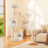 Wooden Kitten Tower with Sisal Scratching Posts and 2 Condos-Natural