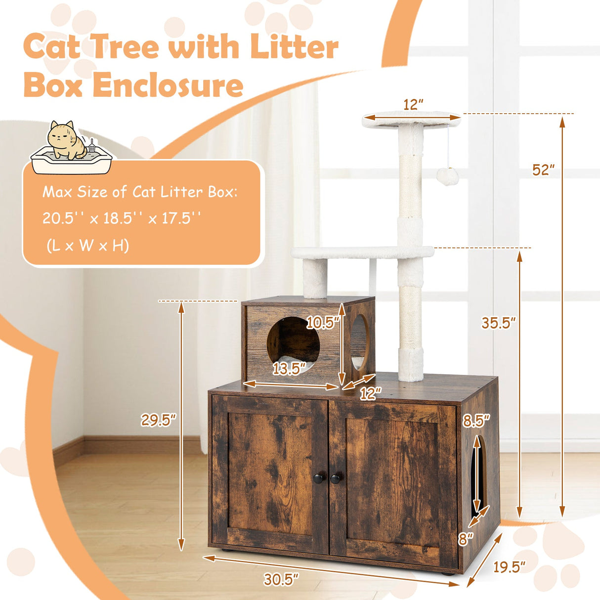 Árbol para gatos con arenero y condominio para gatos