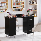 Mesa de Manicura de Madera con Cajones y Apoyamuñecas