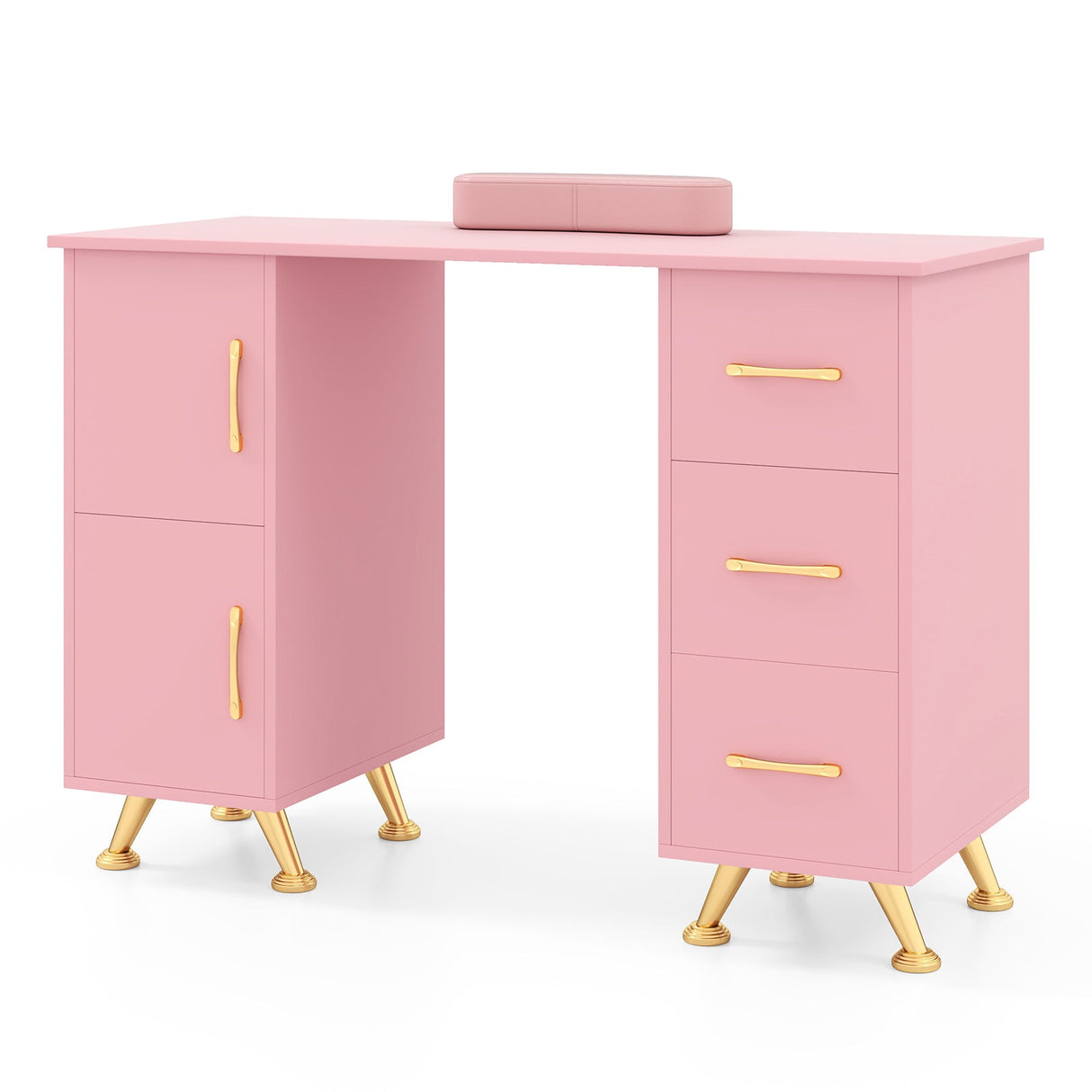 Mesa de Manicura de Madera con Cajones y Apoyamuñecas