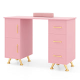 Mesa de Manicura de Madera con Cajones y Apoyamuñecas
