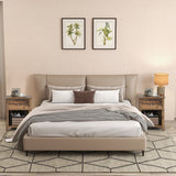 Wooden Nightstand with Slide-out Drawer and Open Shelf