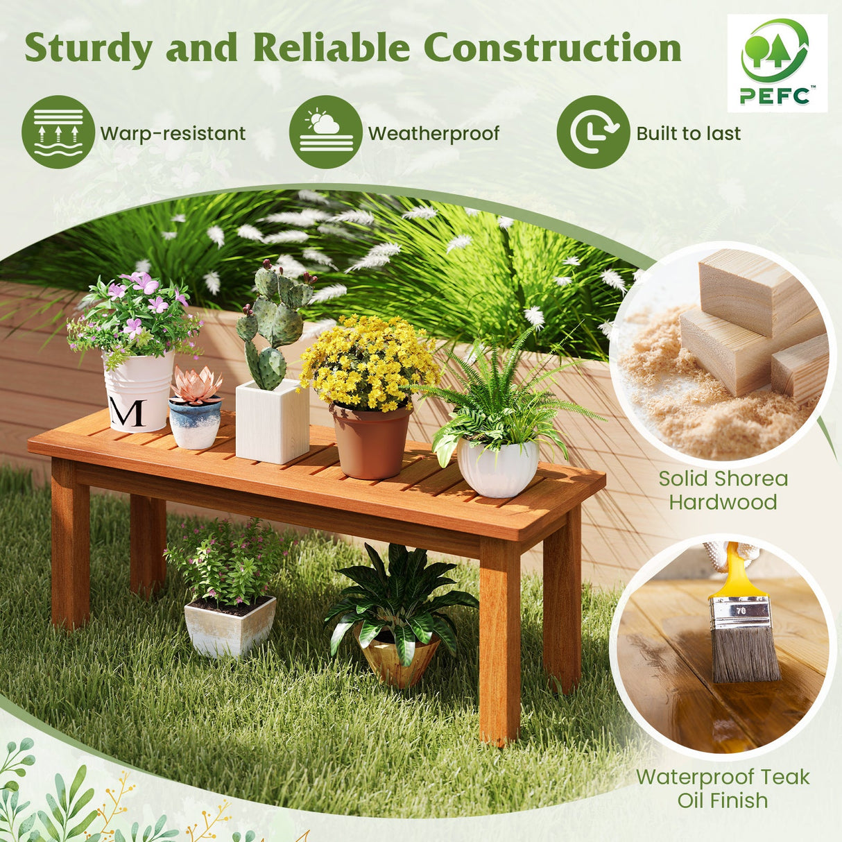 Soporte de madera para plantas, exterior e interior, estante de exhibición de macetas de madera maciza