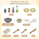 Wooden Play Kitchen Cooking Toy Playset for Kids-White