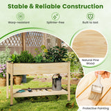 Mesa de cultivo de madera con patas y ruedas bloqueables - Natural