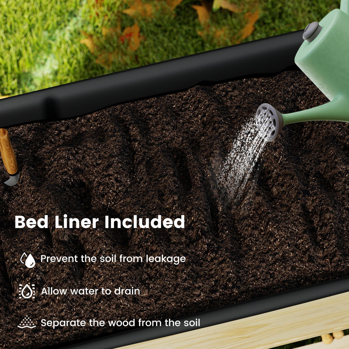 Mesa de cultivo de madera con patas y ruedas bloqueables - Natural