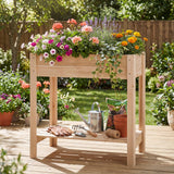 Mesa de Cultivo Elevada de Madera con Patas y Estante de Almacenamiento