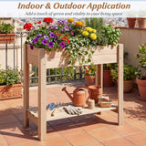Mesa de Cultivo Elevada de Madera con Patas y Estante de Almacenamiento