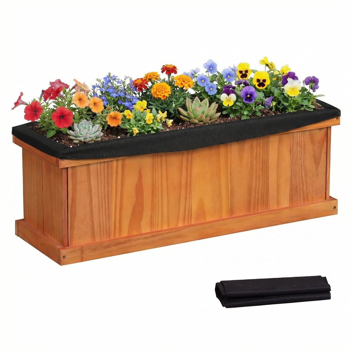Cama de jardín elevada de madera con orificios de drenaje y forro, jardinera de madera de abeto macizo