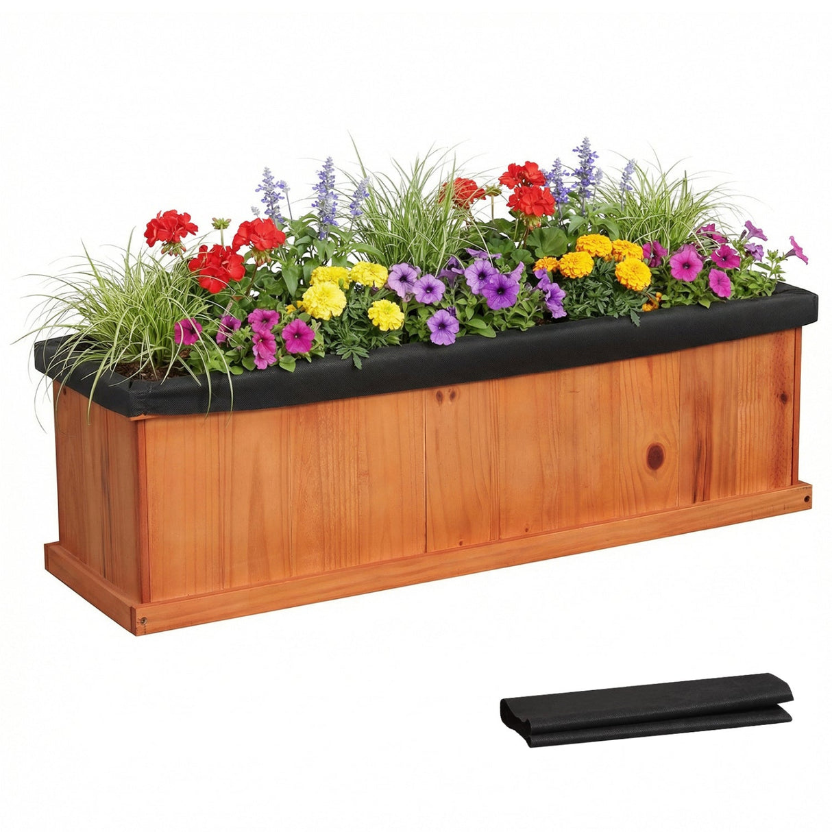 Cama de jardín elevada de madera con orificios de drenaje y forro, jardinera de madera de abeto macizo