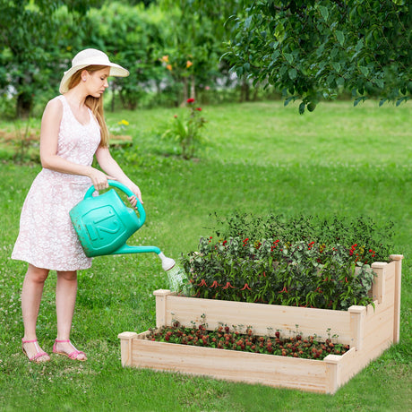 Huerto elevado de madera de 3 niveles para patio trasero