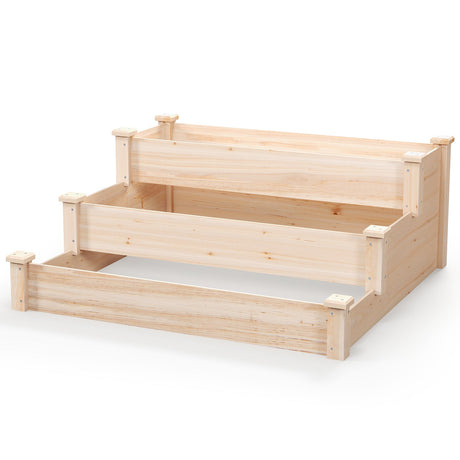 Huerto elevado de madera de 3 niveles para patio trasero