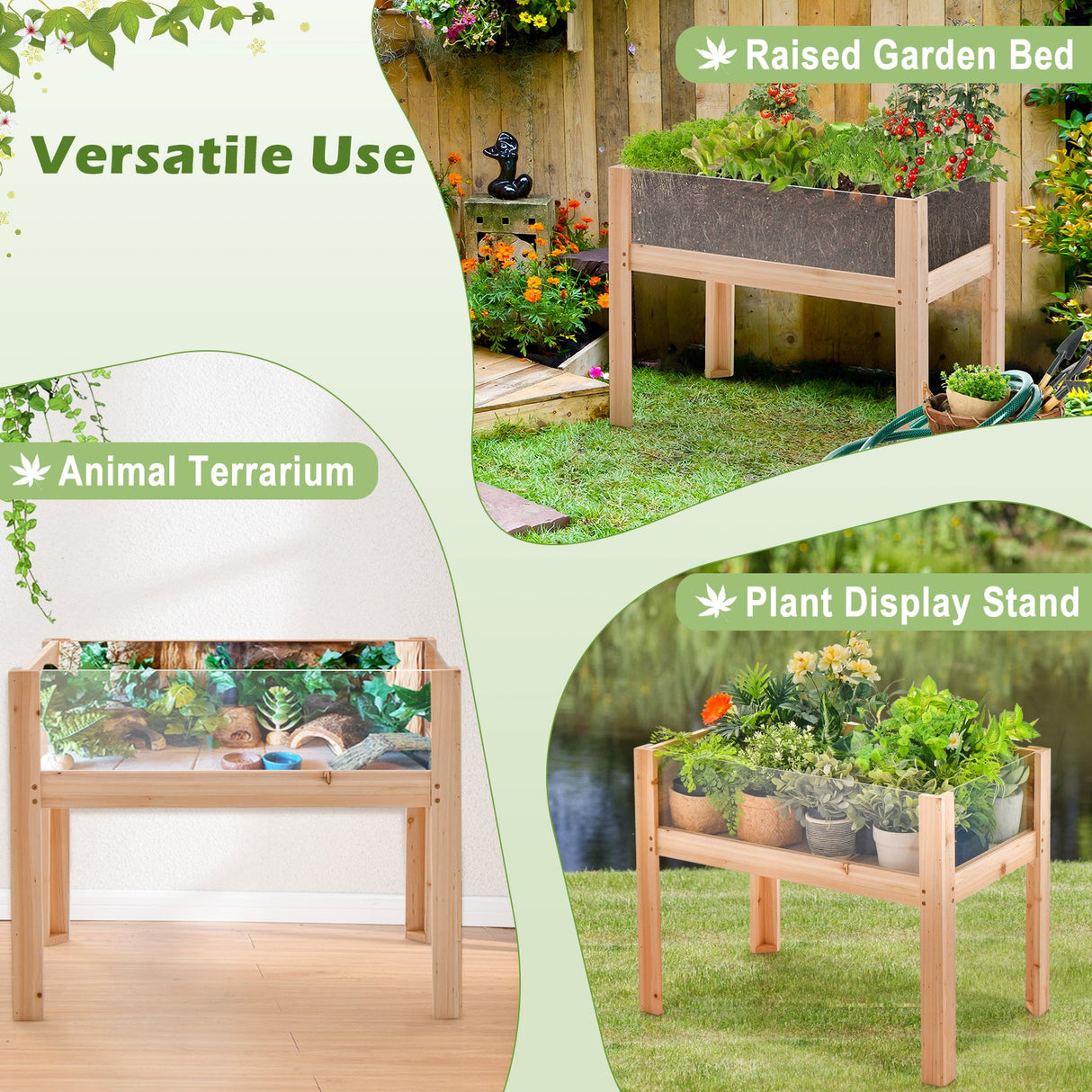 Mesa de cultivo de madera de 30/47 pulgadas