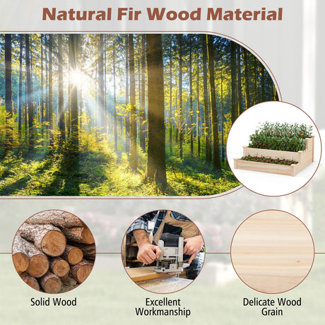 Huerto elevado de madera de 3 niveles para patio trasero