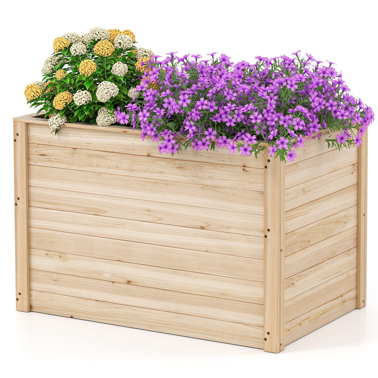 Huerto elevado de madera con base abierta