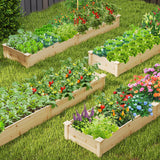 Huerto Urbano Elevado de Madera con 2 Cajas de Cultivo y Separadores-Natural