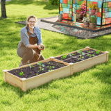 Huerto Urbano Elevado de Madera con 2 Cajas de Cultivo y Separadores-Natural