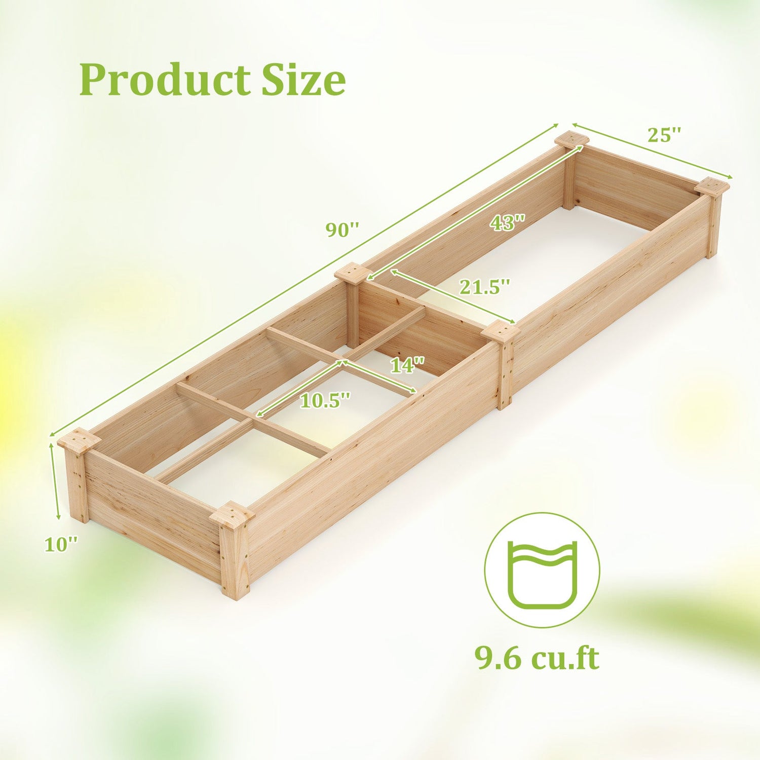 Huerto Urbano Elevado de Madera con 2 Cajas de Cultivo y Separadores-Natural