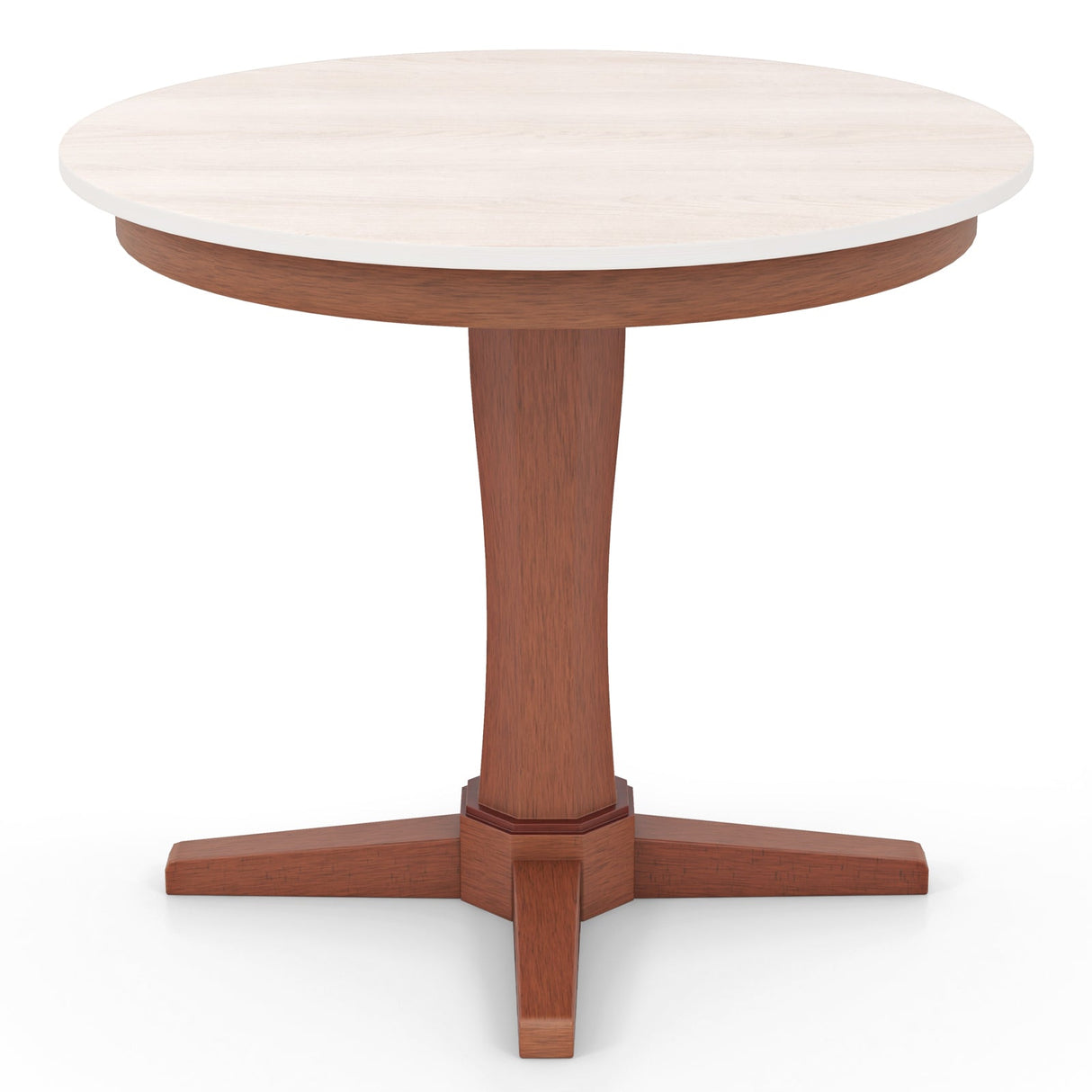 Mesa de comedor redonda de madera de 35 pulgadas con base de pedestal - Blanca