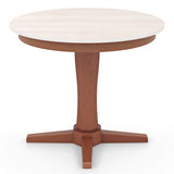 Mesa de comedor redonda de madera de 35 pulgadas con base de pedestal - Blanca