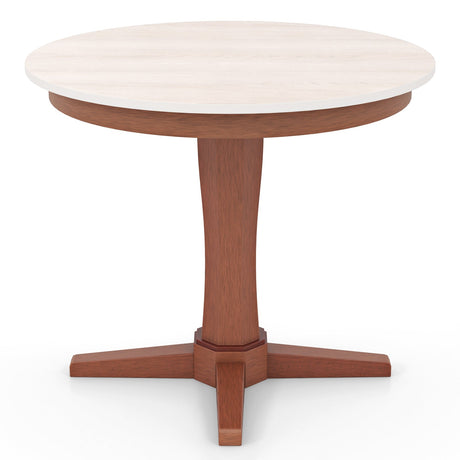 Mesa de comedor redonda de madera de 35 pulgadas con base de pedestal - Blanca