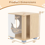 Wooden Semi-enclosed Cat Condo with Kitty Head-shaped Entry and Metal Legs-Natural