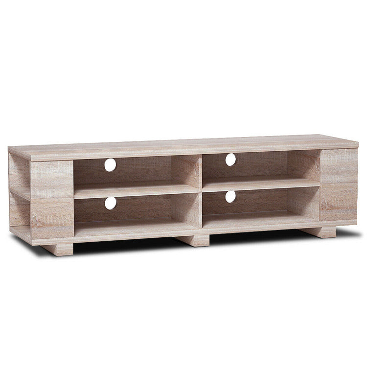 Mueble de TV de madera para almacenamiento de consolas y equipos multimedia de 59 pulgadas - Nogal