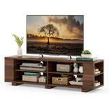 Mueble de TV de madera para almacenamiento de consolas y equipos multimedia de 59 pulgadas - Nogal