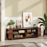 Mueble de TV de madera para almacenamiento de consolas y equipos multimedia de 59 pulgadas - Nogal