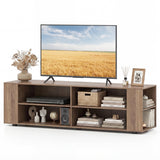 Mueble de TV de madera para almacenamiento de consolas y equipos multimedia de 59 pulgadas - Nogal