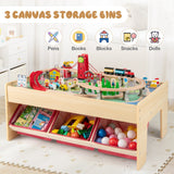 Mesa de tren de madera, mesa de actividades multiusos para niños con 2 tableros reversibles, color rojo