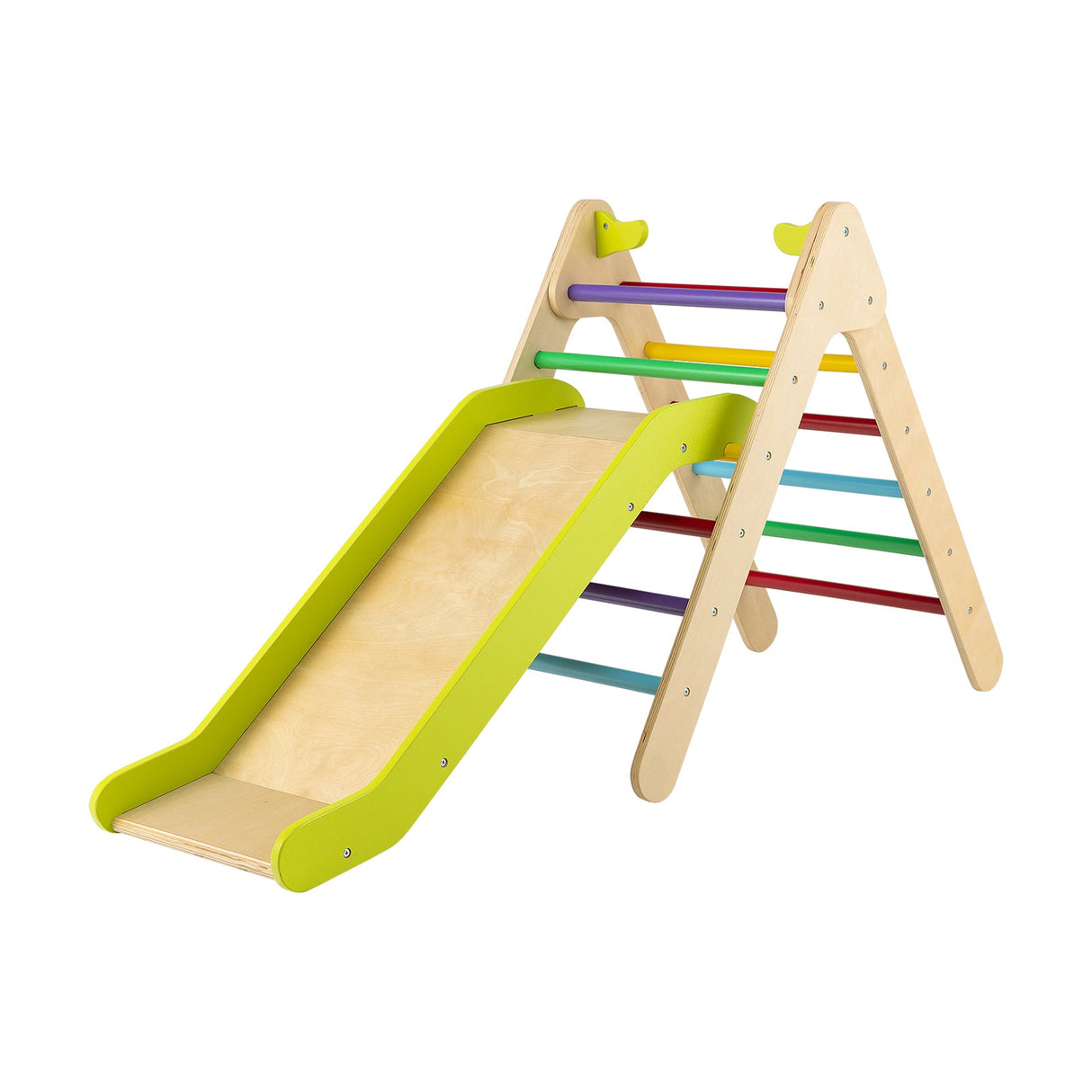Juego de Escalador Triangular de Madera 2 en 1 con Tobogán Graduable