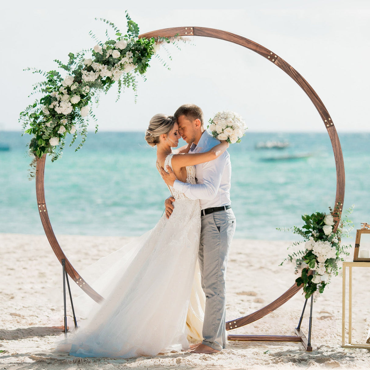 Arco de boda de madera Soporte de madera maciza para telón de fondo de ceremonia de boda