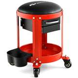 Taburete mecánico rodante con asiento acolchado extraíble y cajones