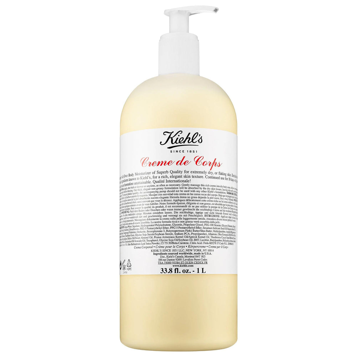 Kiehl's Cr�me de Corps: Ultra Hydrating Body Lotion with Squalane & Cocoa Butter | Moisturizes Dry Skin | Refillable & Paraben-Free