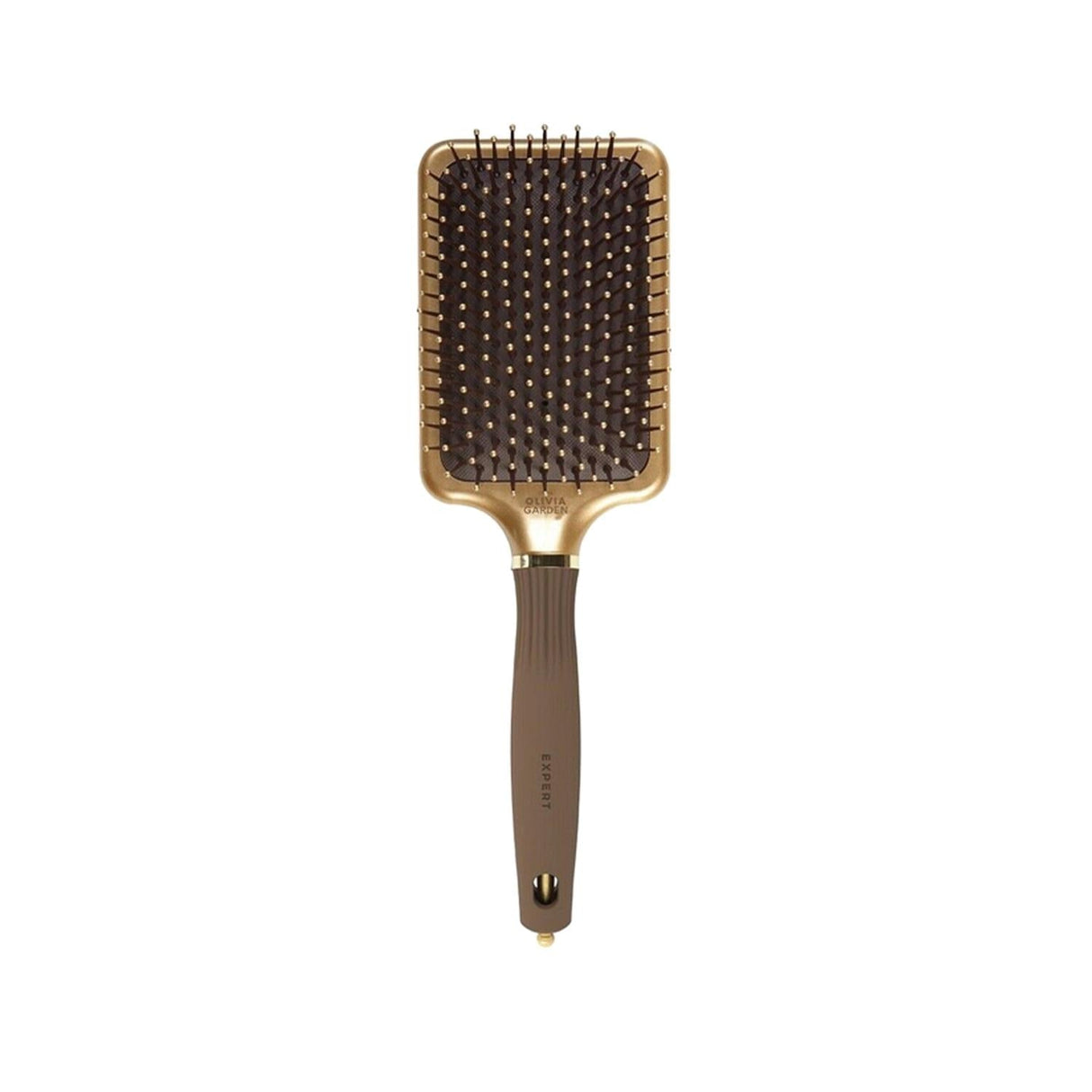 Olivia Garden Expert Care Rectangular Nylon Bristle Gold Brown L Hair Brush for Professional Styling and Detangling