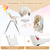 4-in-1 Foldable Baby High Chair with 7 Adjustable Heights and Free Toys Bar