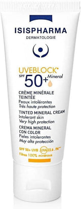 Isis Pharma Uveblock SPF 50+ Tinted Mineral Sunscreen Cream for Sensitive Skin - 1.35 fl oz
