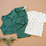 Pijama acanalado de bambú con cremallera Tiny Trees