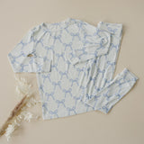 Pijama de bambú acanalado de 2 piezas Blue Belle
