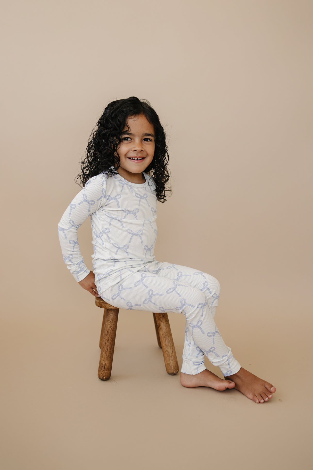 Pijama de bambú acanalado de 2 piezas Blue Belle