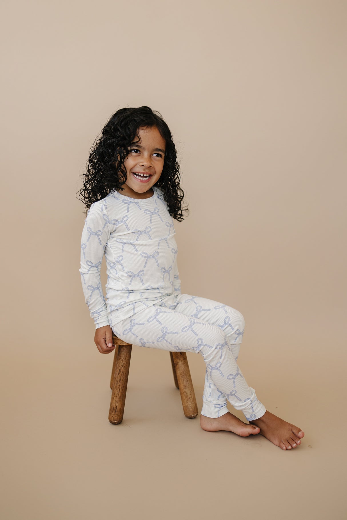 Pijama de bambú acanalado de 2 piezas Blue Belle
