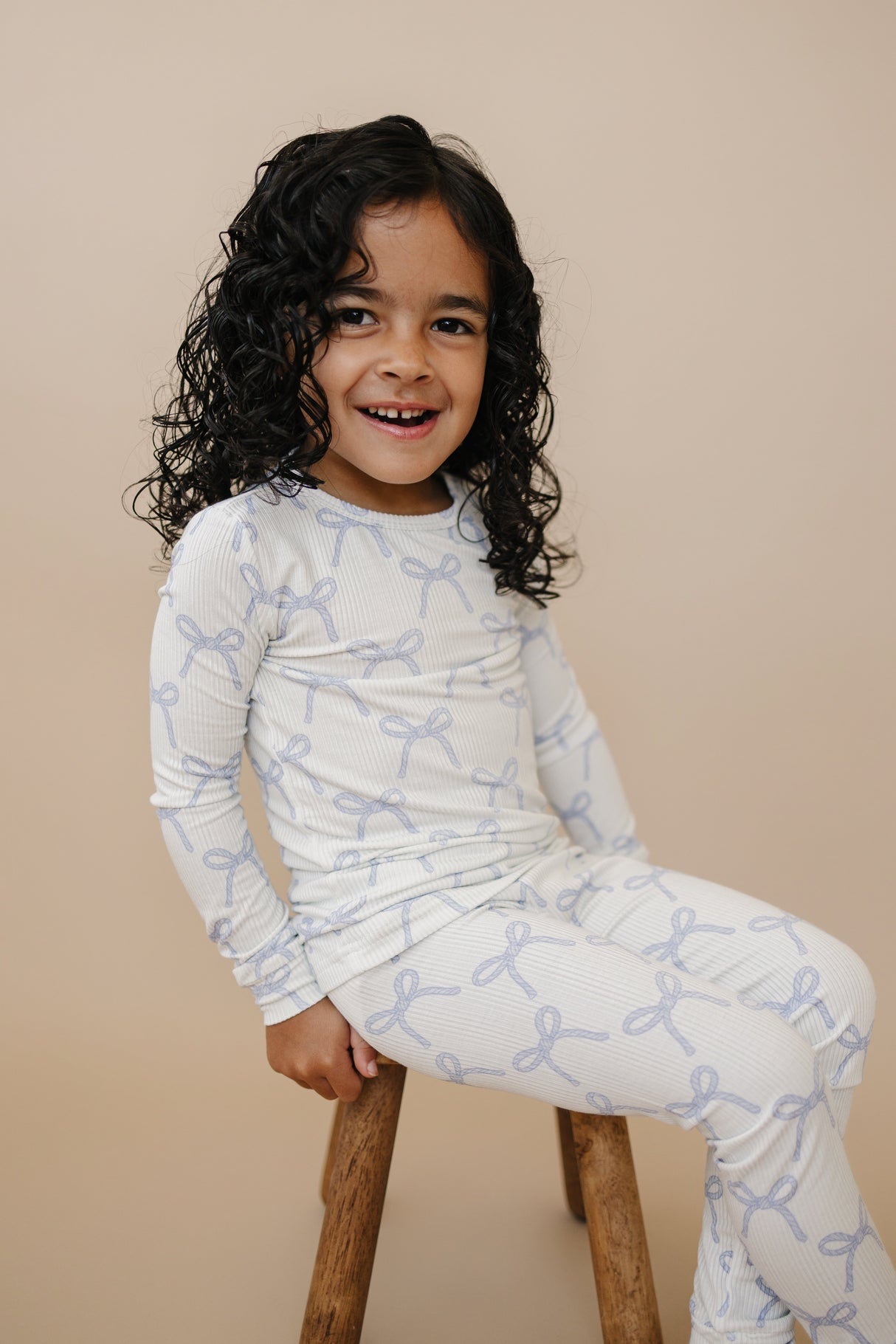 Pijama de bambú acanalado de 2 piezas Blue Belle